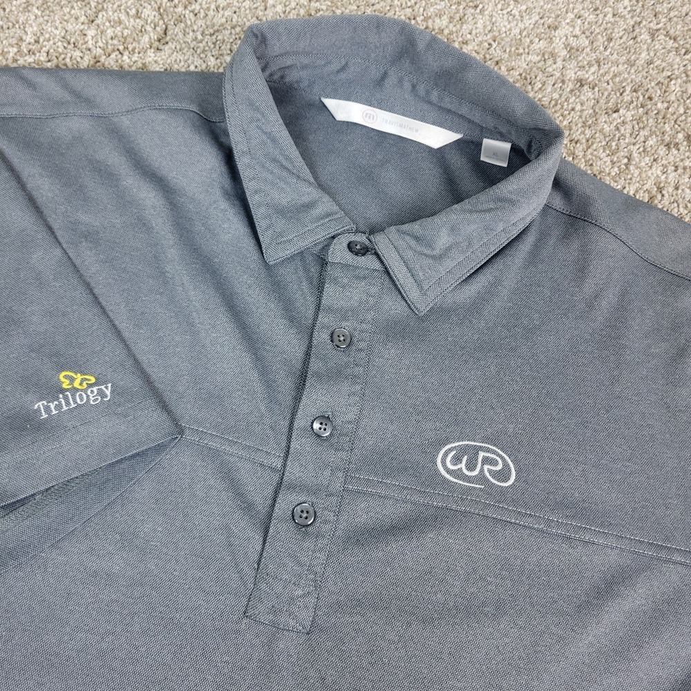 Travis Mathew Mens XL Solid Gray Performance Stretch Golf Polo Short Sleeve
